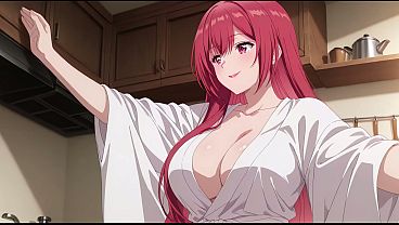 Anak Tiri Pulang Cepet, Lihat Istri Bapak Masak Pake Baju Tipis Seksi. Kureha Enomoto Cosplay Panas Bikinan Ai.