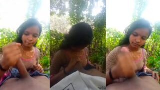 Cewek India Selatan Colokin Kontol Sambil Ngewe Mulut Di Tengah Hutan